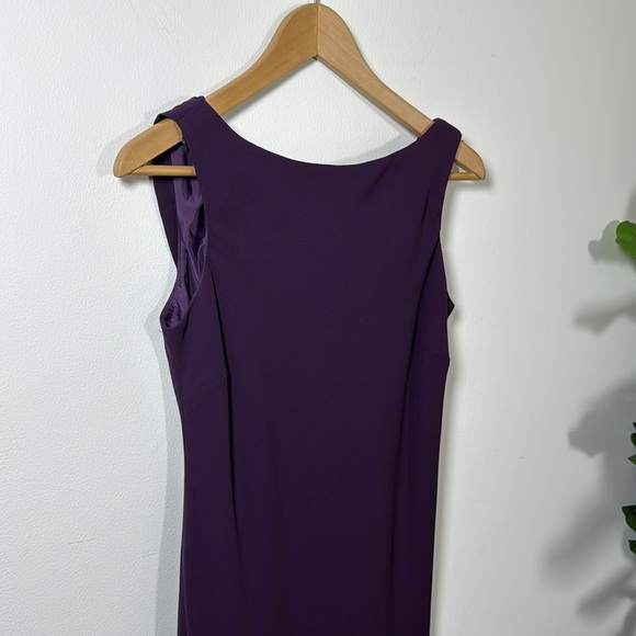 Evan Picone Womens Purple Eggplant Midi Dress Waterfall Back Detail Size 10P - Picture 2 of 10